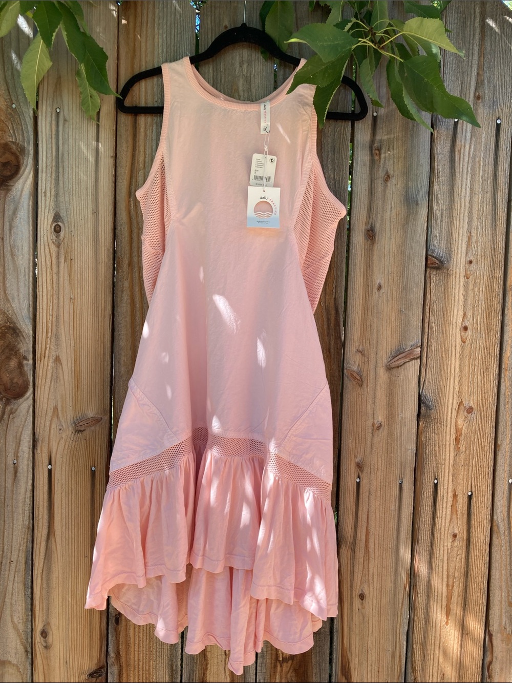 Anthropologie DailyPractice Hill Up Tiered High-Low Dress 100% Cotton, Blush